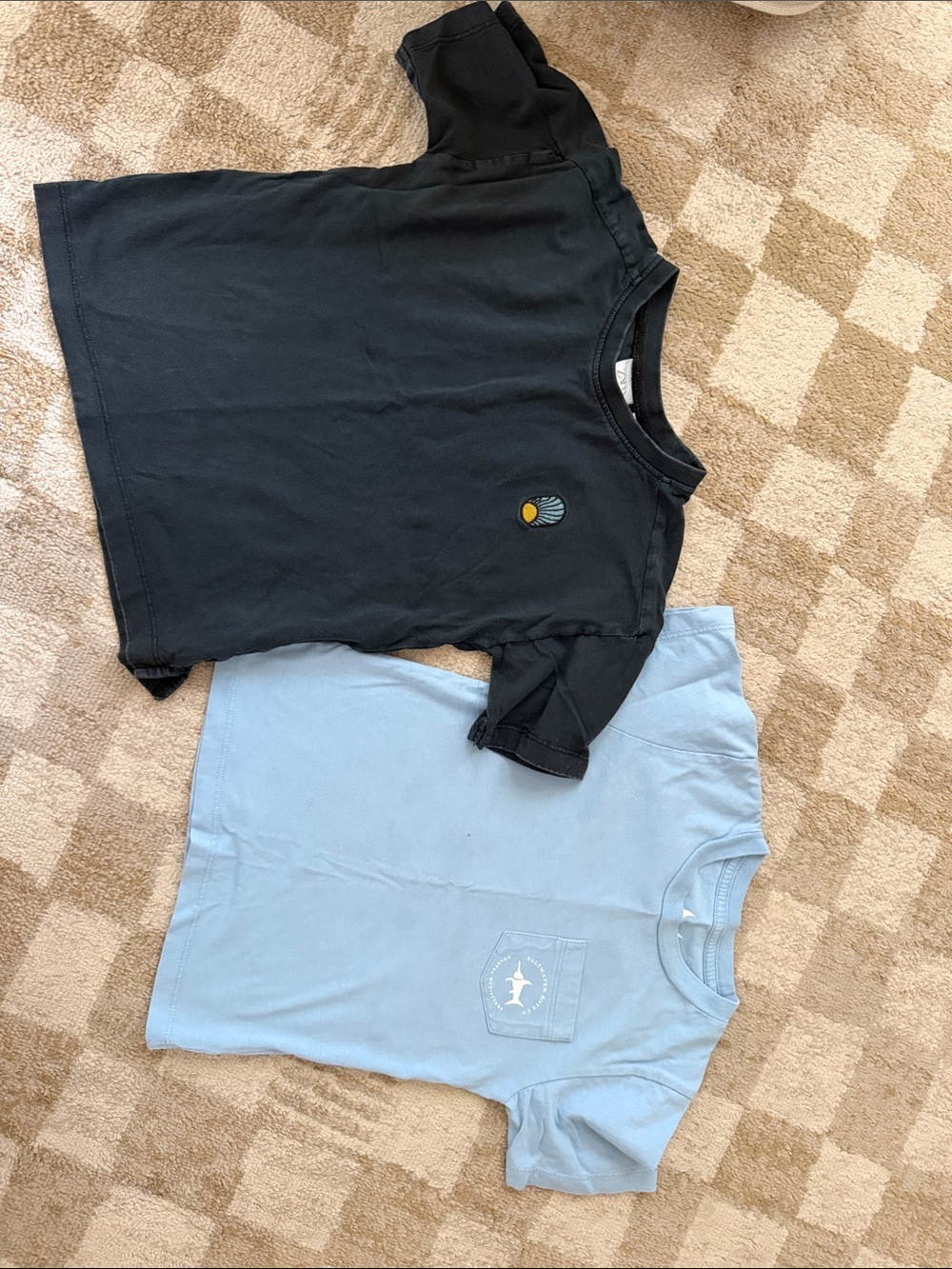Black & Light Blue Kids Short Sleeve T-Shirt Set